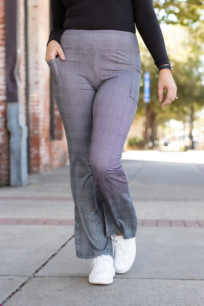 The Felicity Plaid Bootcut Leggings - In Style Chics Boutique LLC