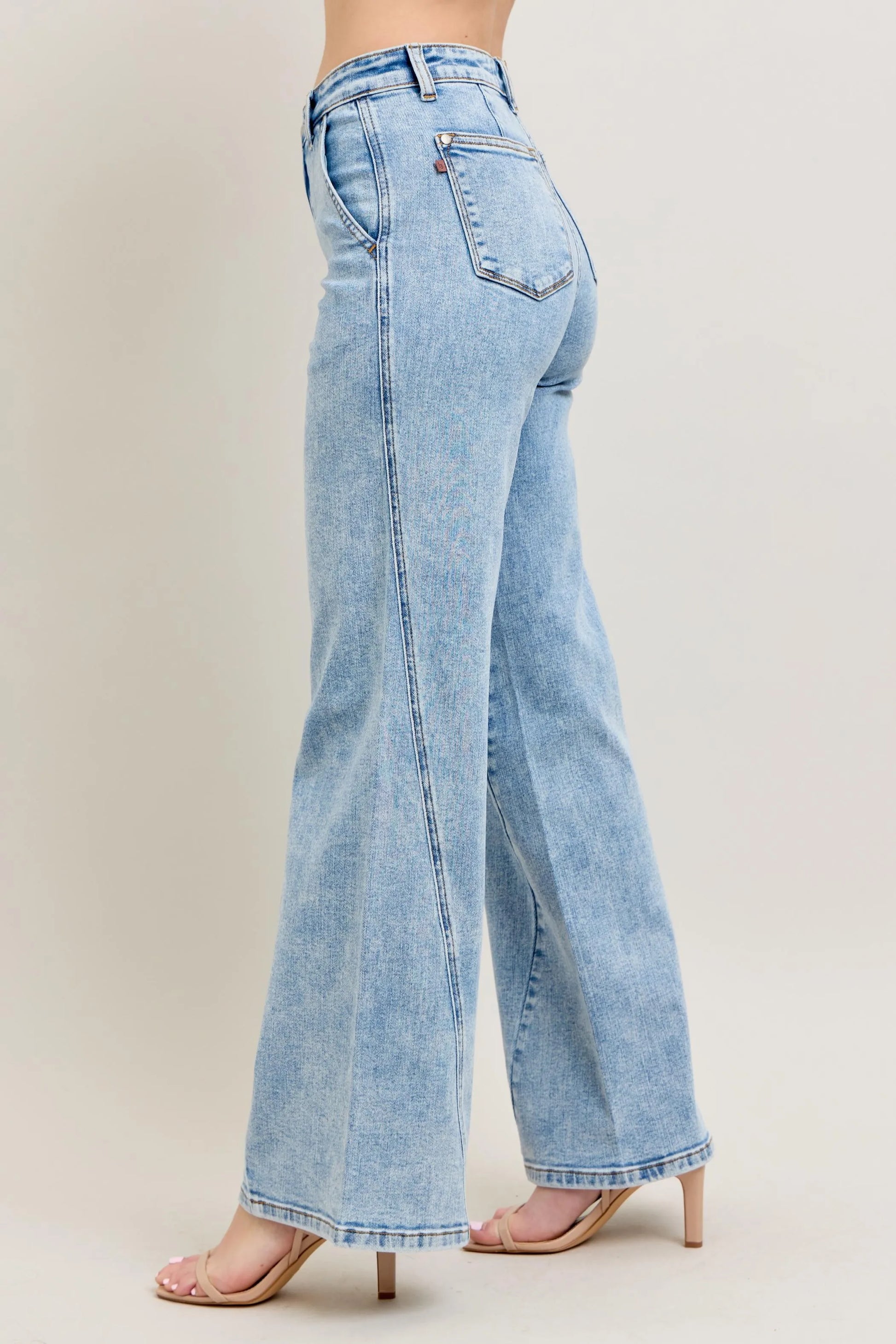 Judy Blue Wide Leg Jeans, High Waist with Skewed Inseam - Best Women's Jeans - In Style Chics Boutique 