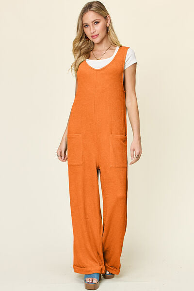 Textured Sleeveless Wide Leg Jumpsuit - In Style Chics Boutique Cute Clothes Online 