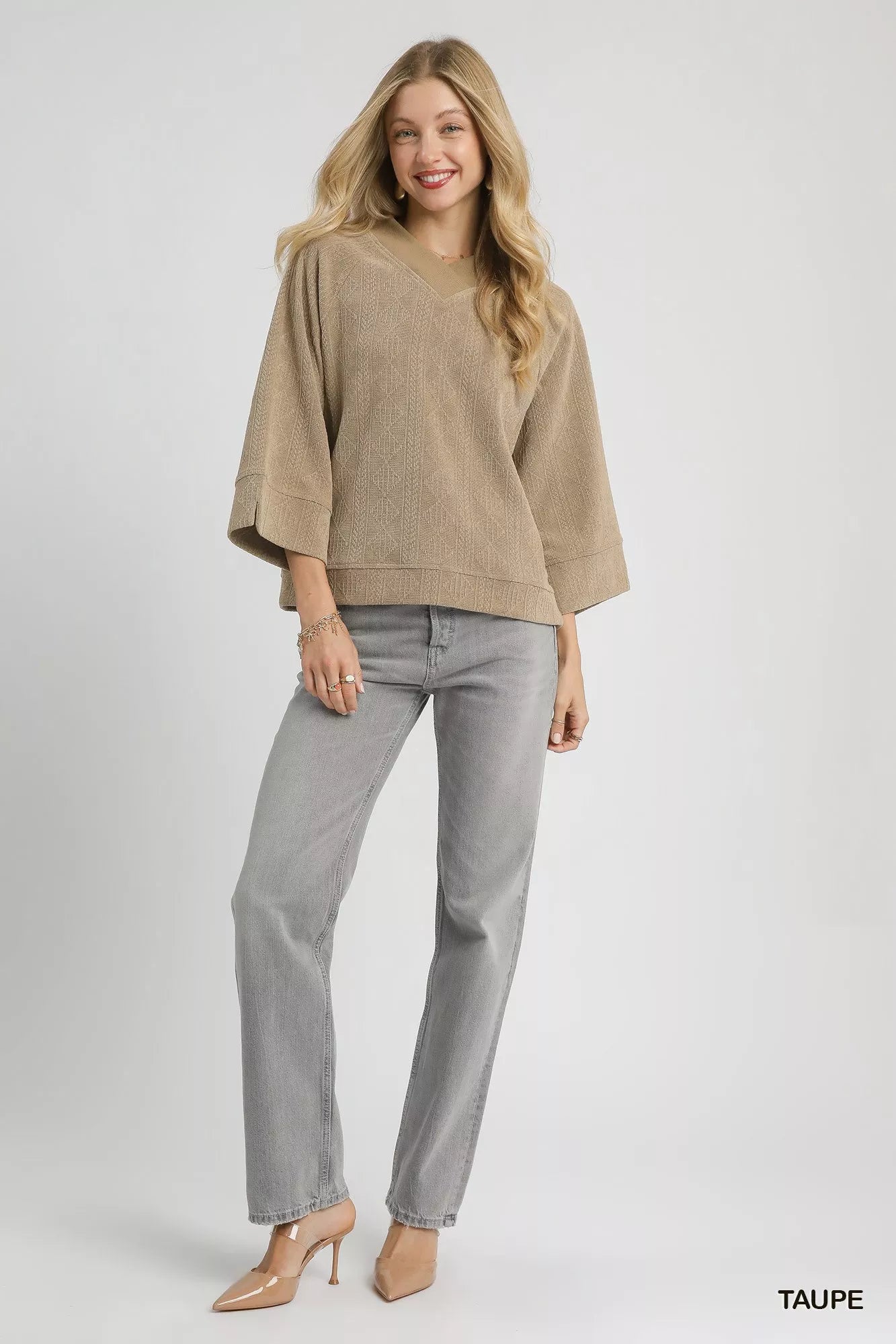 Textured Knit V-Neck Top at In Style Chics Boutique 