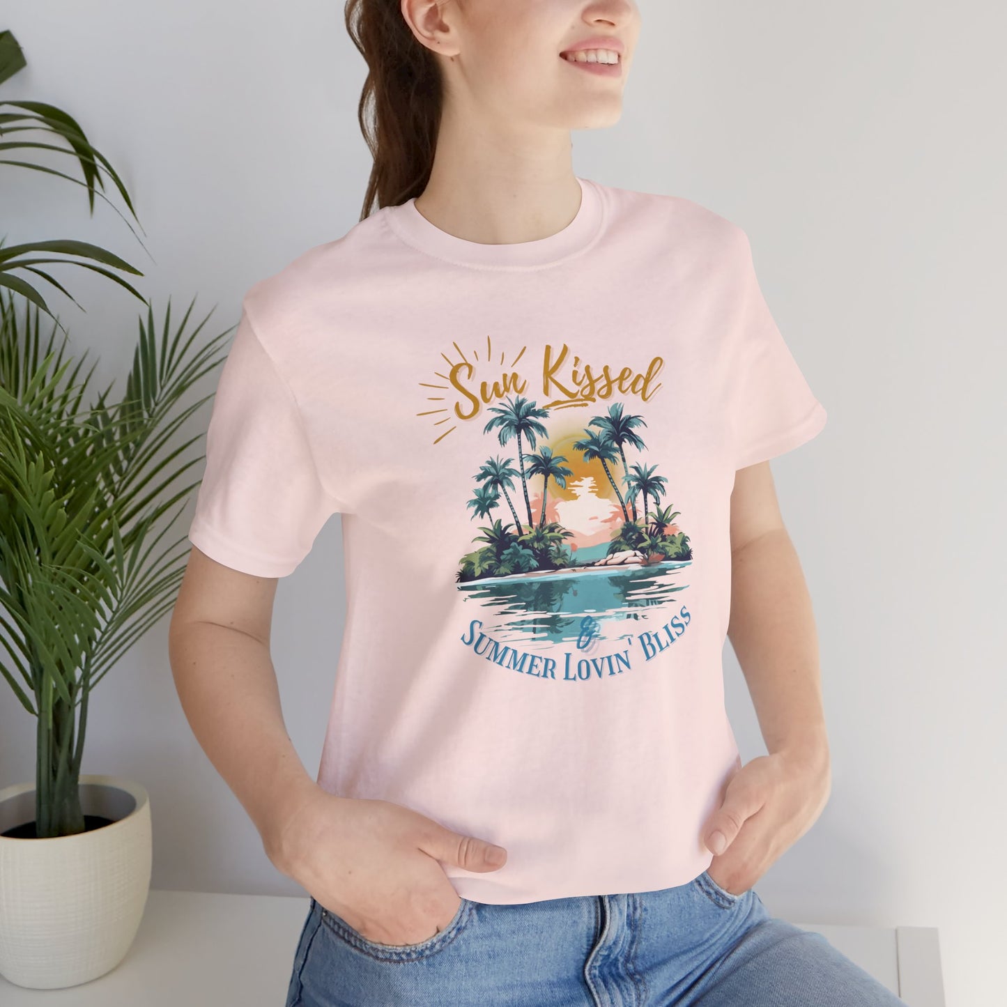 Printed Beach Tee- Sun Kissed & Summer Lovin' Bliss- In Style Chics Boutique Cute Graphic T-shirts 