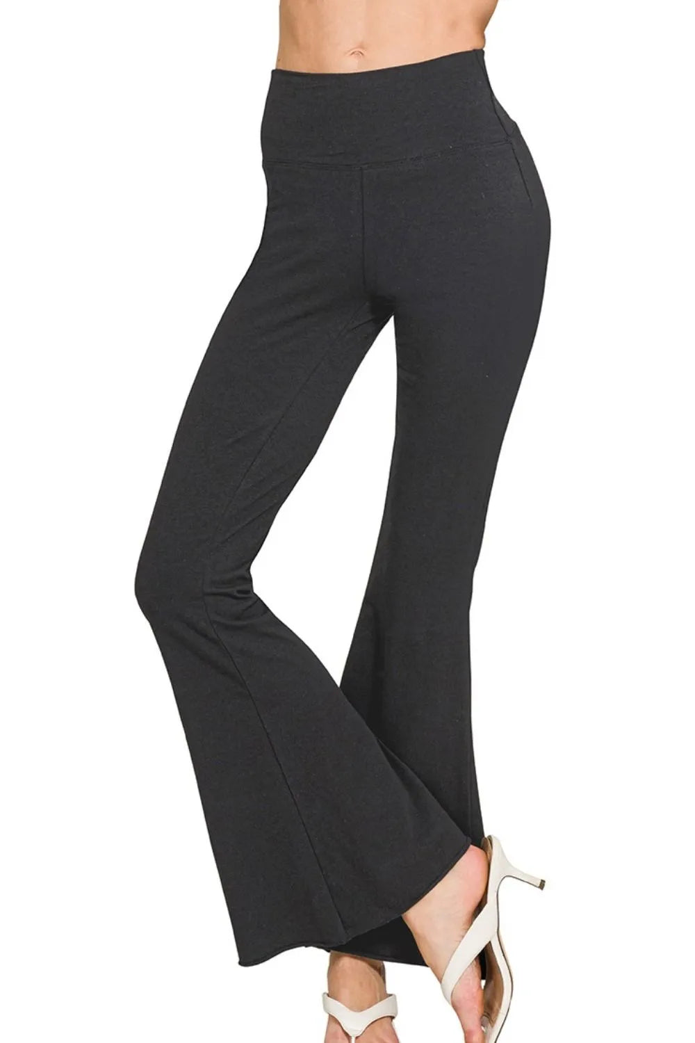 Raw Edge Hem Flare Yoga Pants at In Style Chics Boutique 