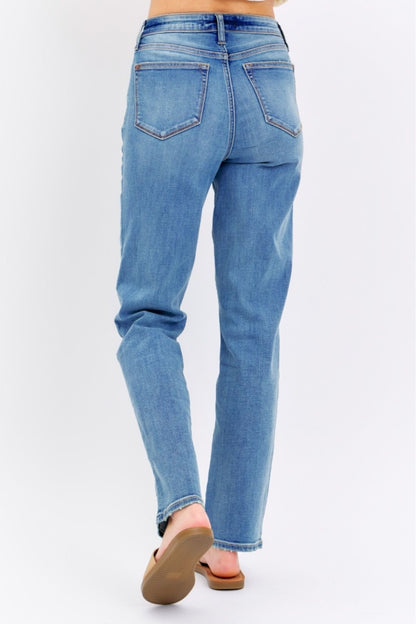 Judy Blue High Waist Straight Jeans - No Distressing - In Style Chics Boutique Women's Juniors Plus Size Apparel Online