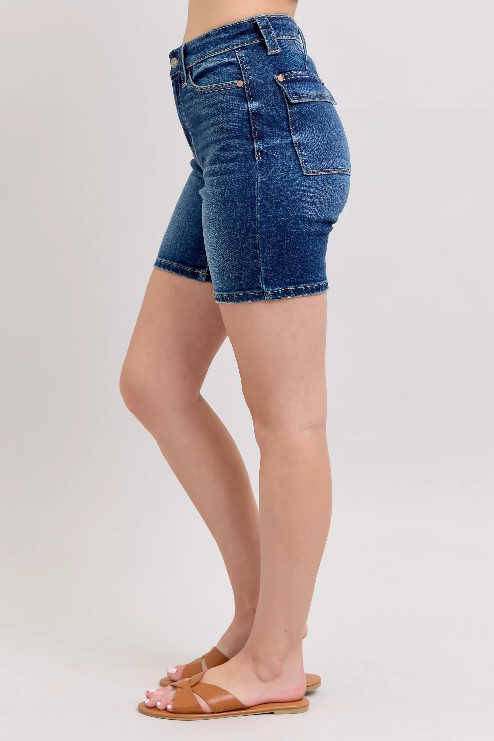 Judy Blue High Waist Bermudas W/ Back Flap Pockets - Best Denim - In Style Chics Boutique 