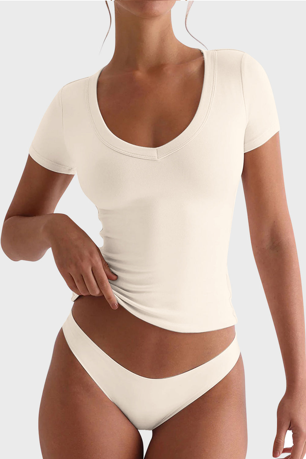 Lovelet Scoop Neck Short Sleeve T-Shirt - In Style Chics Boutique LLC