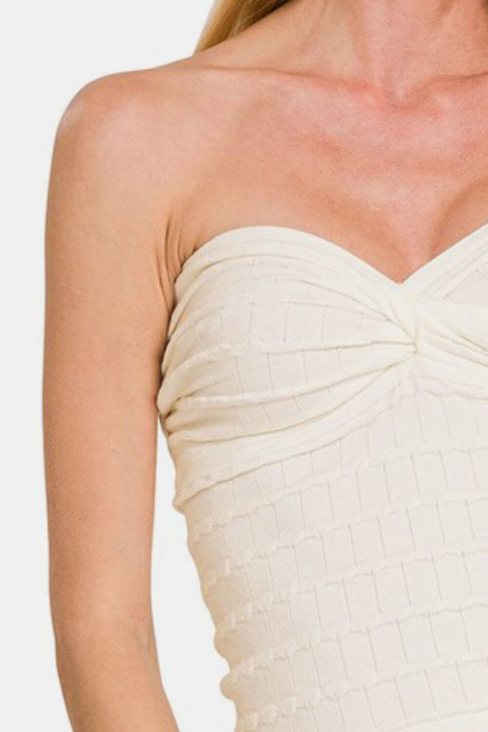 Ruched Twisted Sweetheart Neck Strapless Tube Like Top - In Style Chics Boutique Women's Juniors Apparel Cute Clothes Online 