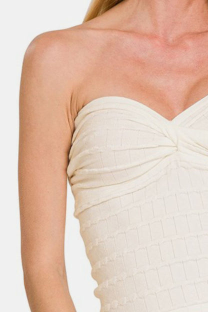 Ruched Twisted Sweetheart Neck Strapless Tube Like Top - In Style Chics Boutique Women's Juniors Apparel Cute Clothes Online 