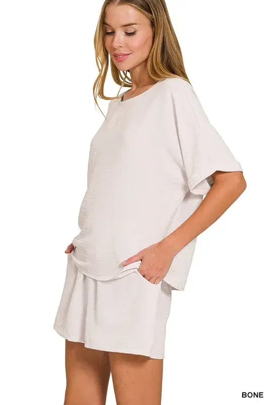 Woven Airflow Top & Shorts Set - Summer Clothes for women - In Style Chics Boutique Women's Juniors Apparel Online 