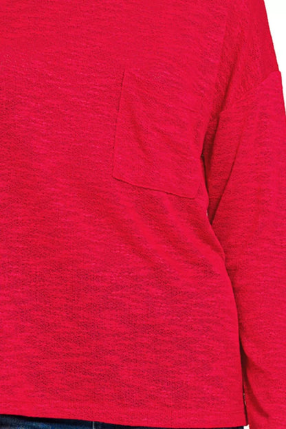 Slub Hacci Long Sleeve Red T-Shirt at In Style Chics Boutique 