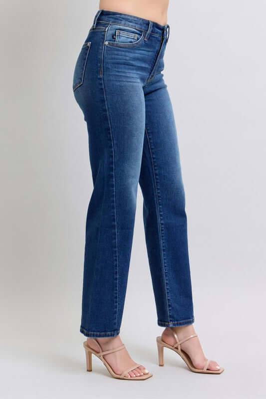 Judy Blue Full Size Side Seam Detail Straight Jeans with Pockets - In Style Chics Boutique LLC