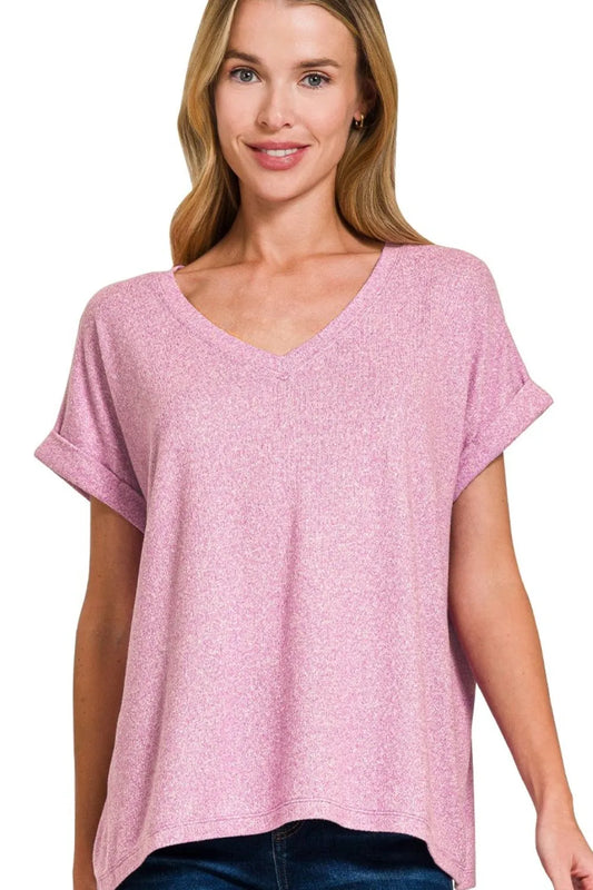 V-neck Tee, Soft Melange Hacci