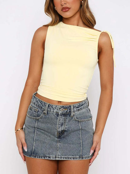 Lovelet Ruched Asymmetrical Neck Cami - In Style Chics Boutique LLC