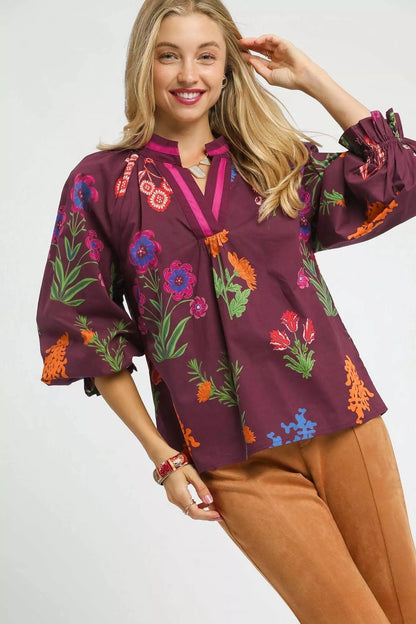 Shop Floral Print Flounce Sleeve Blouse at In Style Chics Boutique 