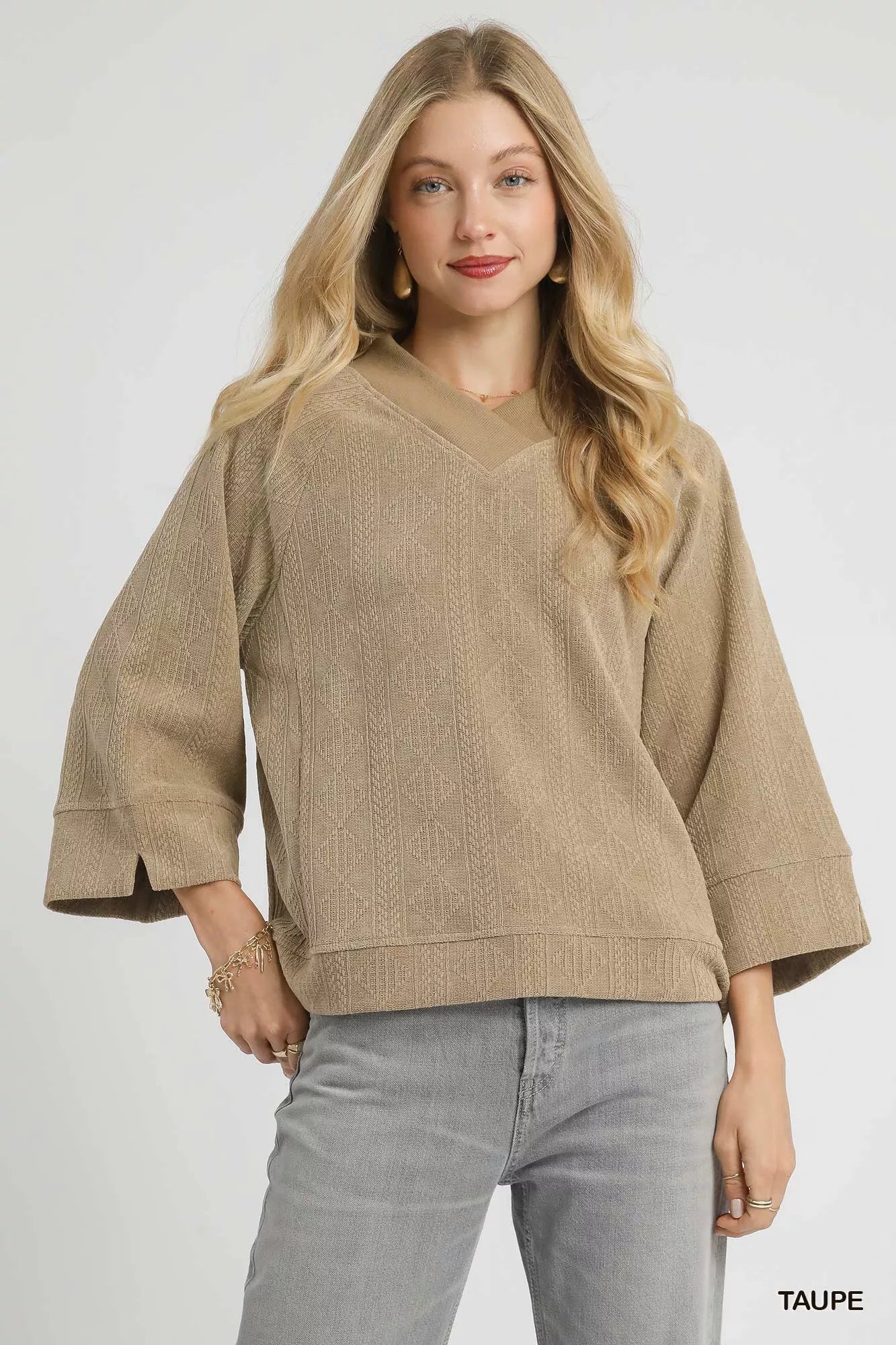 Textured Knit V-Neck Top at In Style Chics Boutique 
