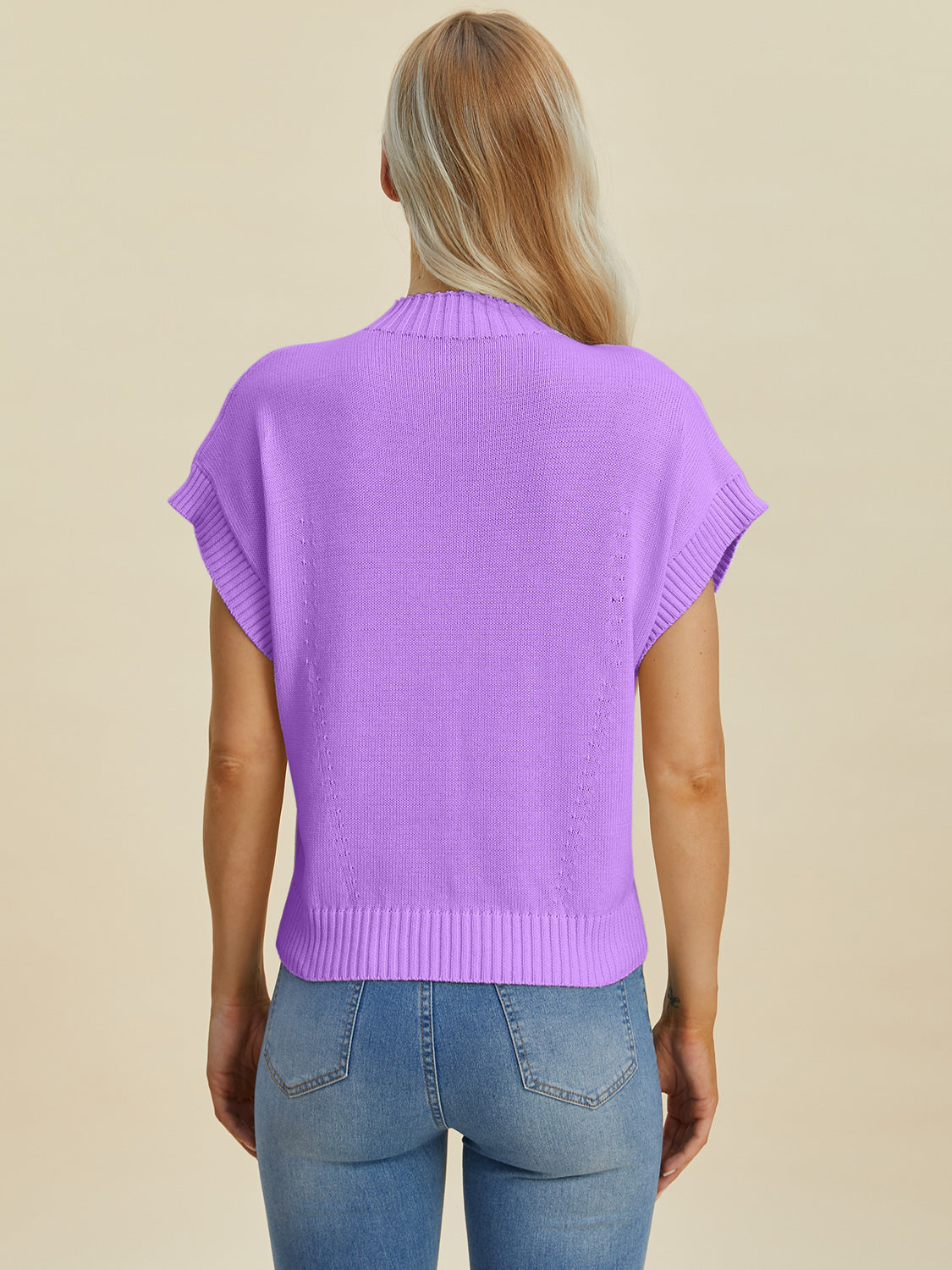 Double Take Full Size Mock Neck Short Sleeve Sweater - In Style Chics Boutique LLC