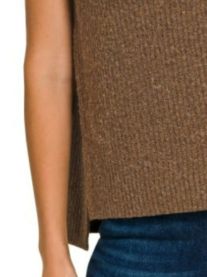 Oversized Sweater Vest with Side Slit at In Style Chics Boutique 