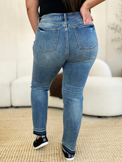 Judy Blue Full Size Mid Rise Rigid Magic Release Hem Jeans - In Style Chics Boutique LLC