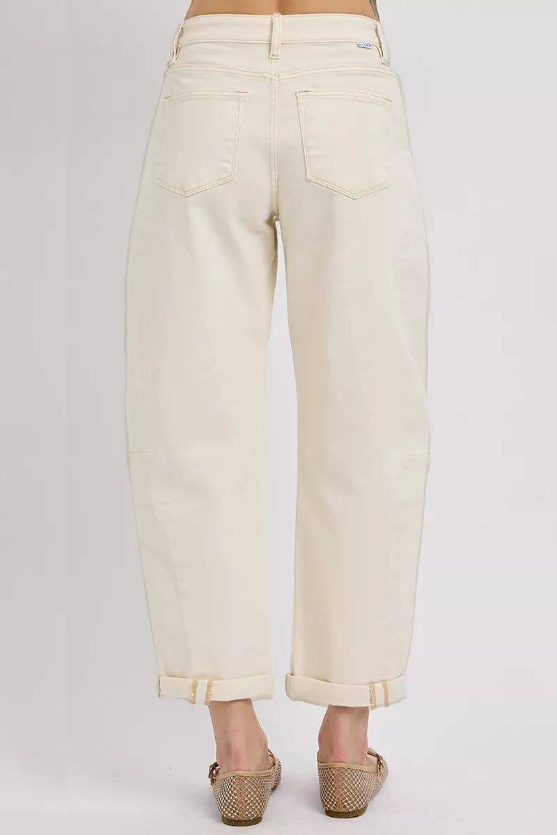 RISEN High Rise Relaxed Barrel Cuffed Jeans at In Style Chics Boutique 