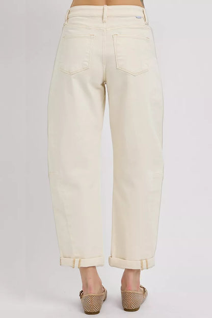 RISEN High Rise Relaxed Barrel Cuffed Jeans at In Style Chics Boutique 