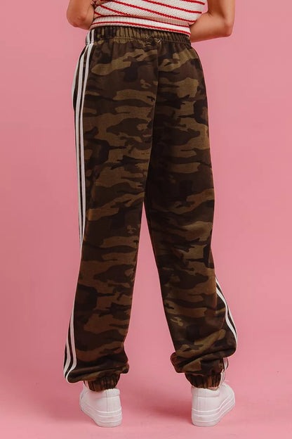 Shop Side Lines Camouflage Track Pants at In Style Chics Boutique 