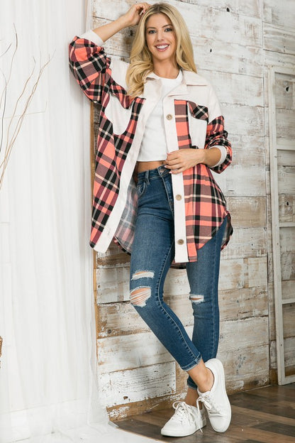 Oversized Mixed Media Knit Shacket Made in USA - In Style Chics Boutique LLC