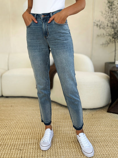 Judy Blue Full Size Mid Rise Rigid Magic Release Hem Jeans - In Style Chics Boutique LLC