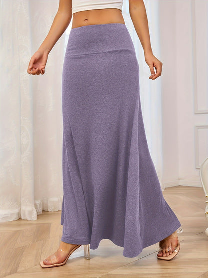 Solid Elastic Waist Maxi Skirt - In Style Chics Boutique LLC