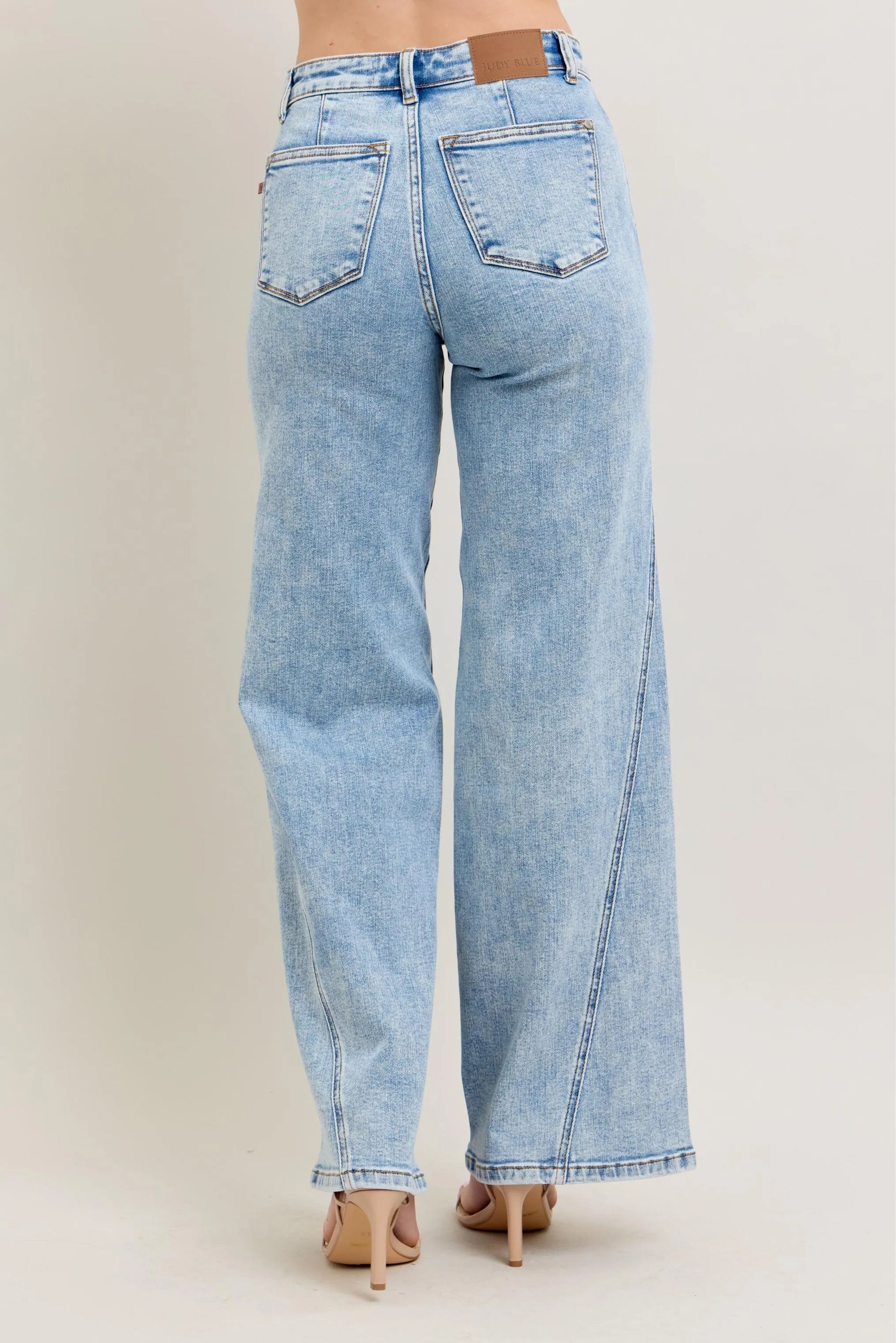 Judy Blue Wide Leg Jeans, High Waist with Skewed Inseam - Best Women's Jeans - In Style Chics Boutique 