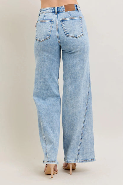 Judy Blue Wide Leg Jeans, High Waist with Skewed Inseam - Best Women's Jeans - In Style Chics Boutique 