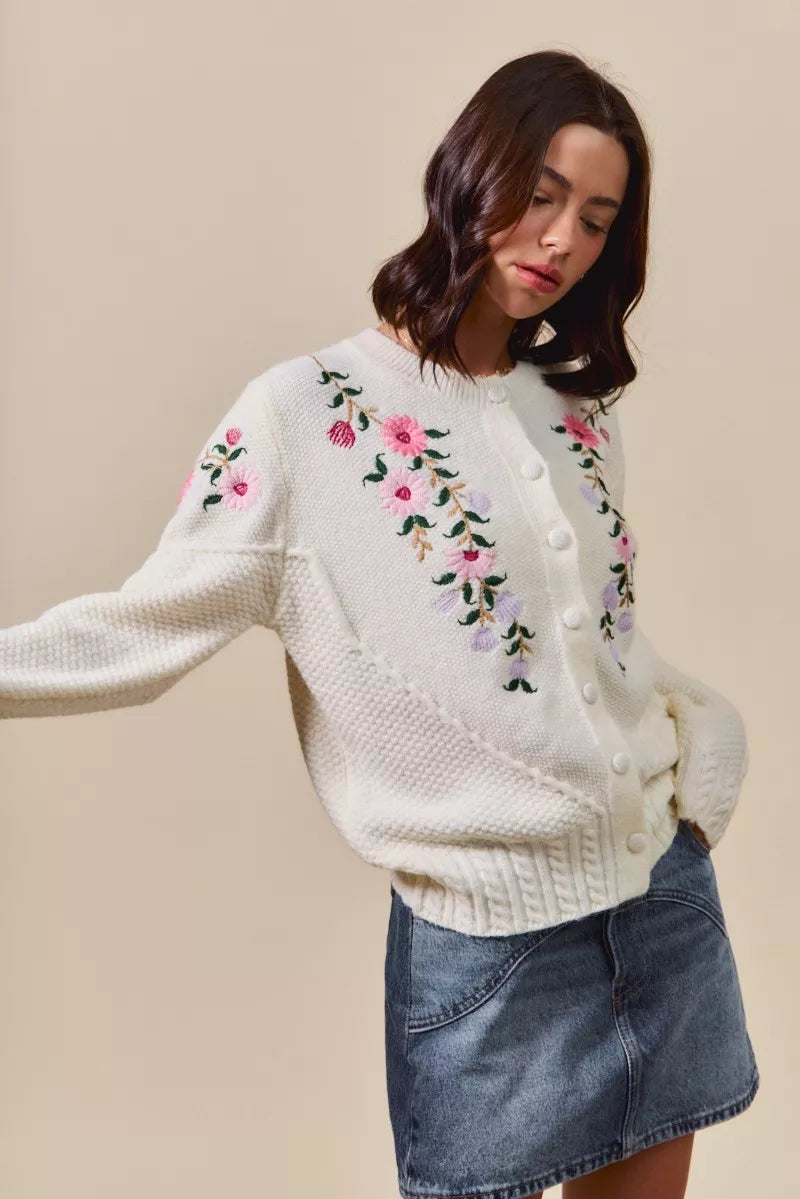 Shop this cute Floral Embroidered Coquette Sweater Cardigan by In Style Chics Boutique 🤍