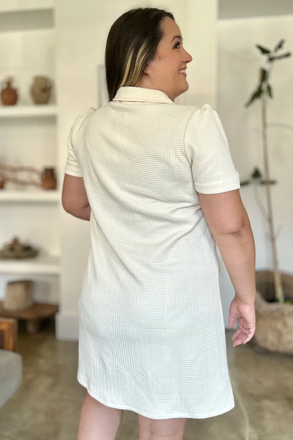 Textured Short Sleeve Dress - In Style Chics Boutique Women's Juniors Plus Size Clothes 