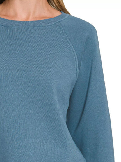 Fleece Raglan Round-Neck Sweatshirt at In Style Chics Boutique 