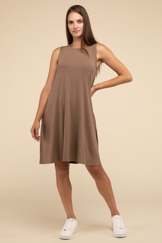 Sleeveless Flared Dress with Side Pockets - In Style Chics Boutique LLC