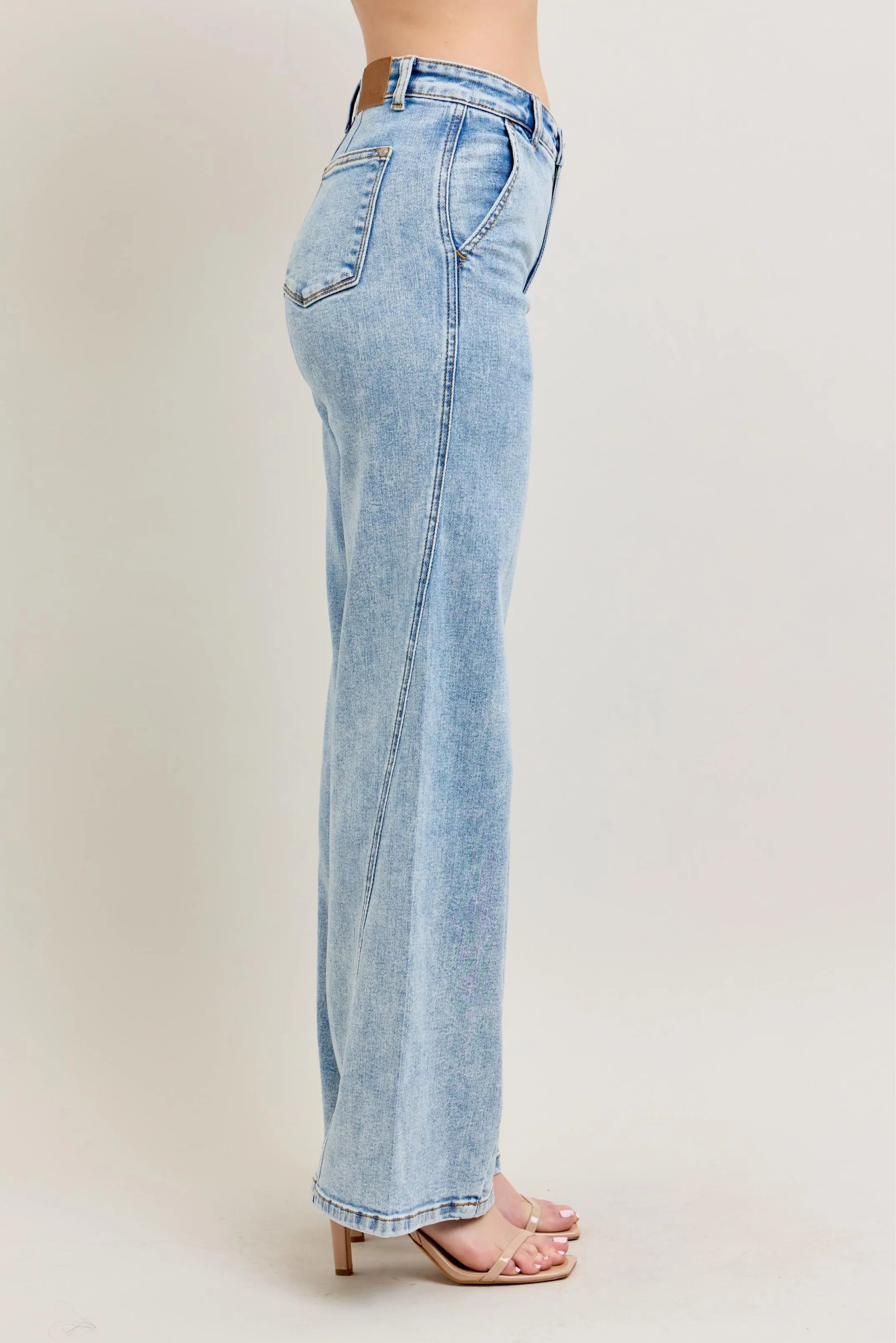 Judy Blue Wide Leg Jeans, High Waist with Skewed Inseam - Best Women's Jeans - In Style Chics Boutique 