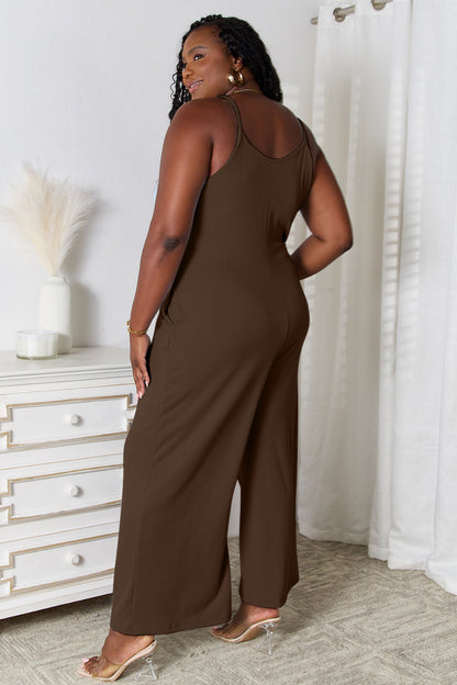 Basic Bae Full Size Spaghetti Strap V-Neck Jumpsuit - In Style Chics Boutique LLC