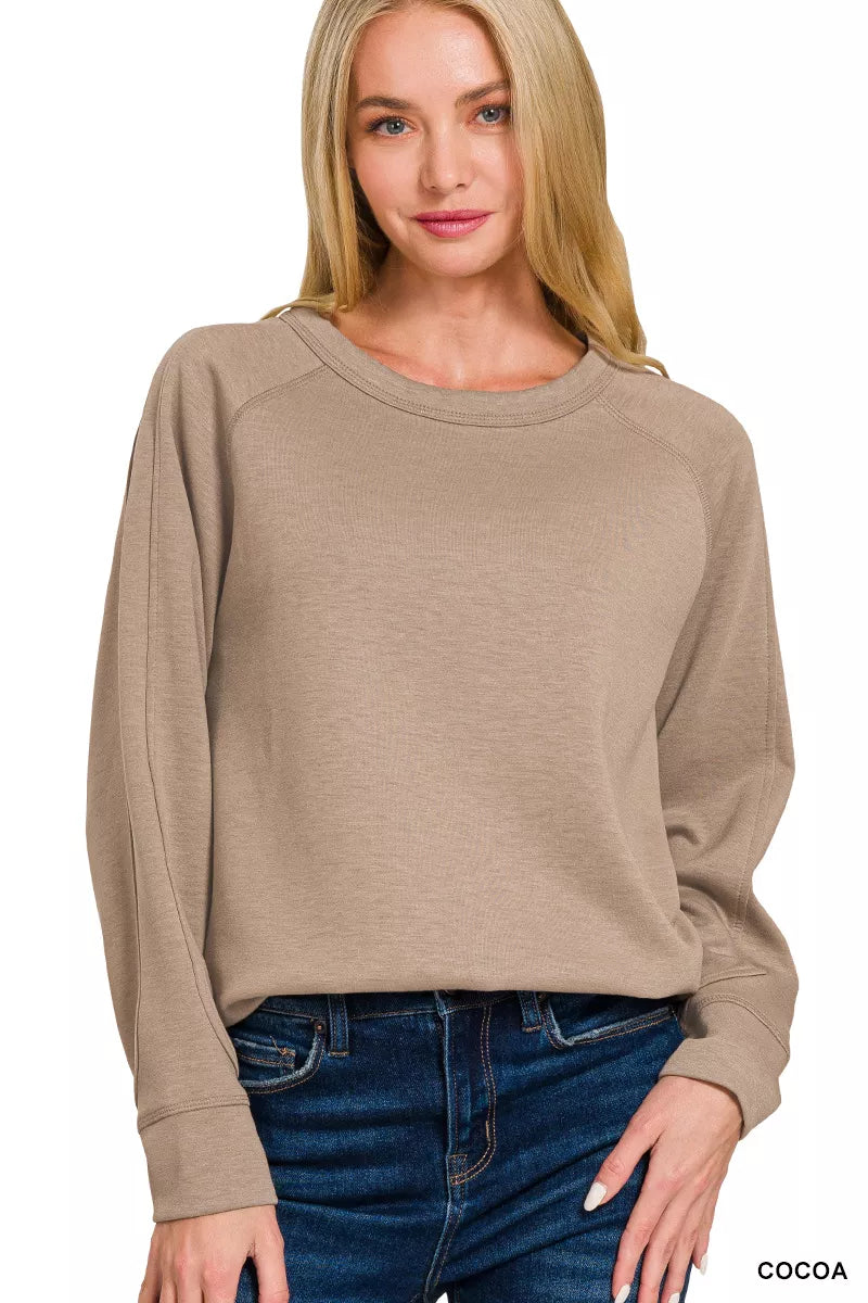 Zenana Scuba Round Neck Sweatshirt