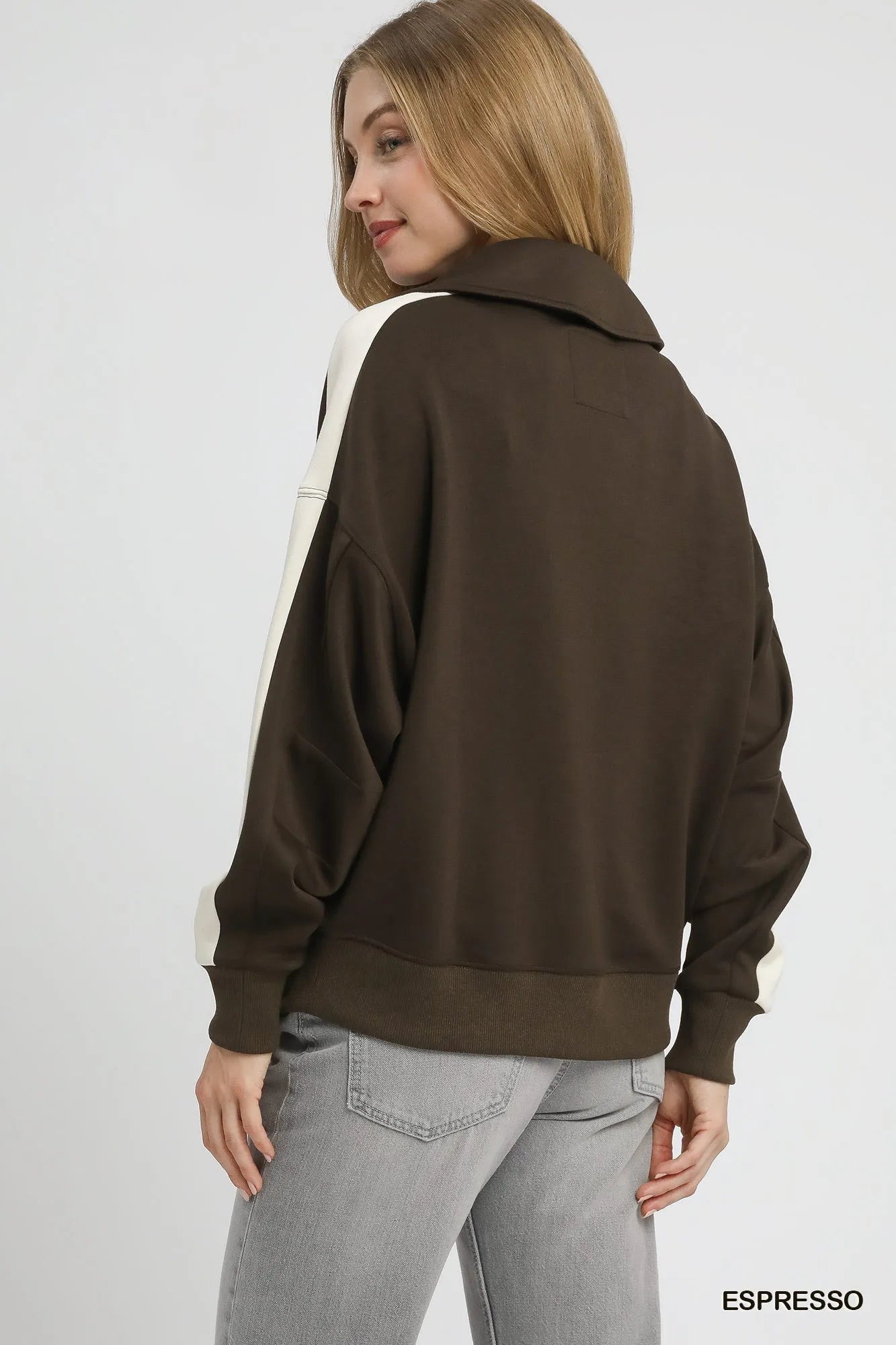 Color Block Polo Sweatshirt at In Style Chics Boutique 