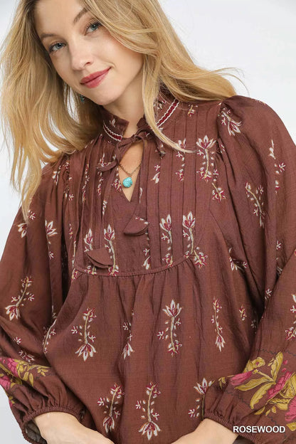Floral Boho Peasant Blouse at In Style Chics Boutique 