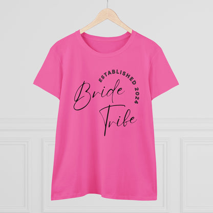 Women's Midweight Cotton Graphic Tee "Bride Tribe" - In Style Chics Boutique LLC