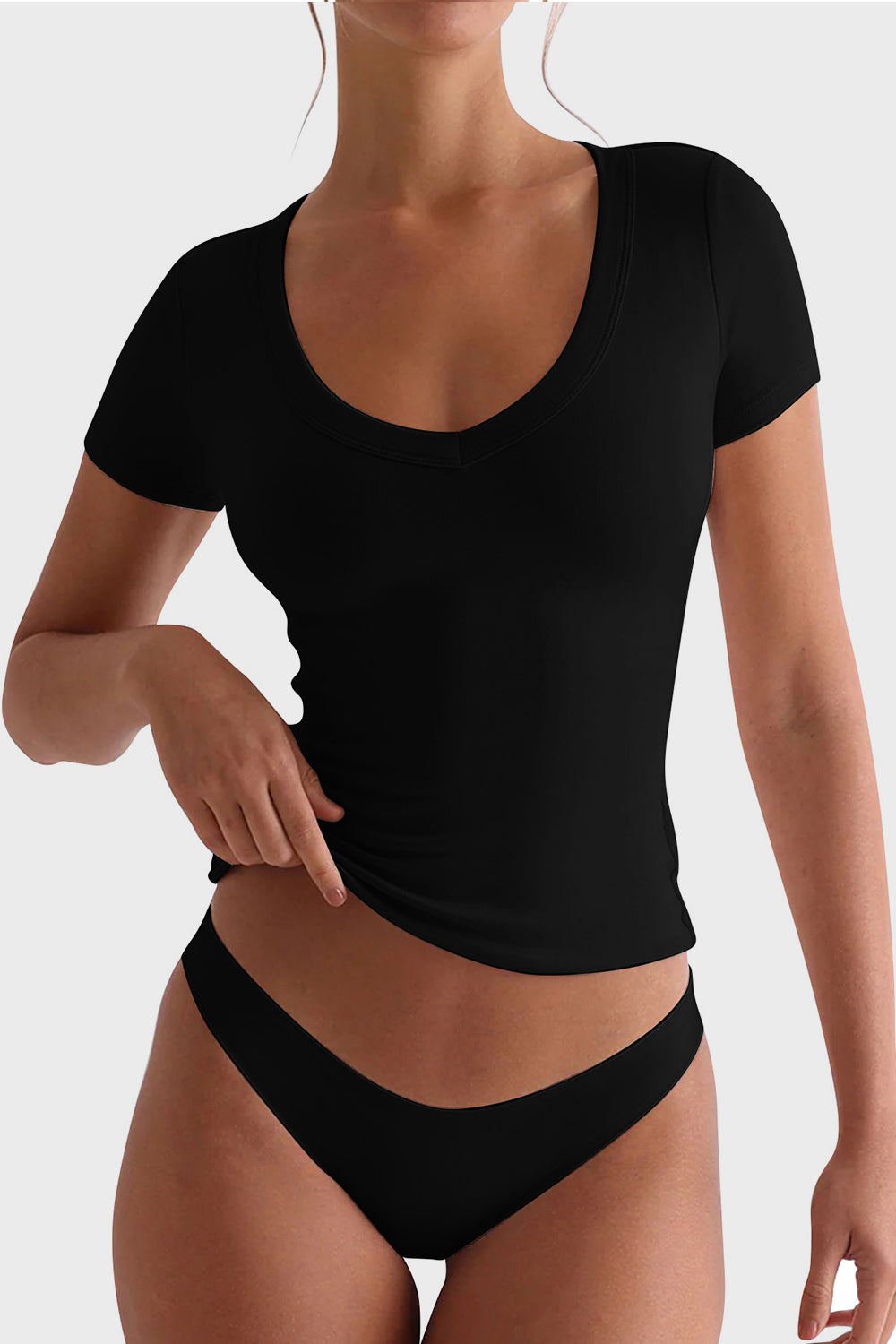 Lovelet Scoop Neck Short Sleeve T-Shirt - In Style Chics Boutique LLC