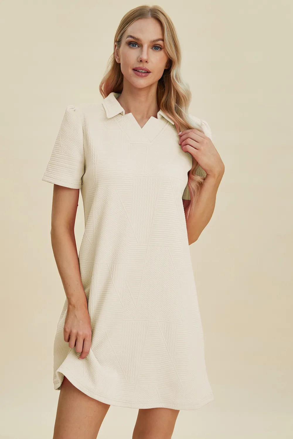 Textured Short Sleeve Dress - In Style Chics Boutique Women's Juniors Plus Size Clothes 