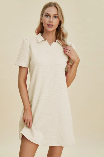 Textured Short Sleeve Dress - In Style Chics Boutique Women's Juniors Plus Size Clothes 