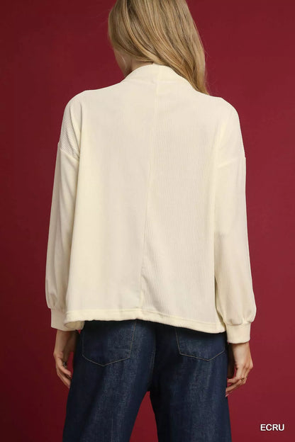 Ribbed Drawstring Hem Knit Top at In Style Chics Boutique 