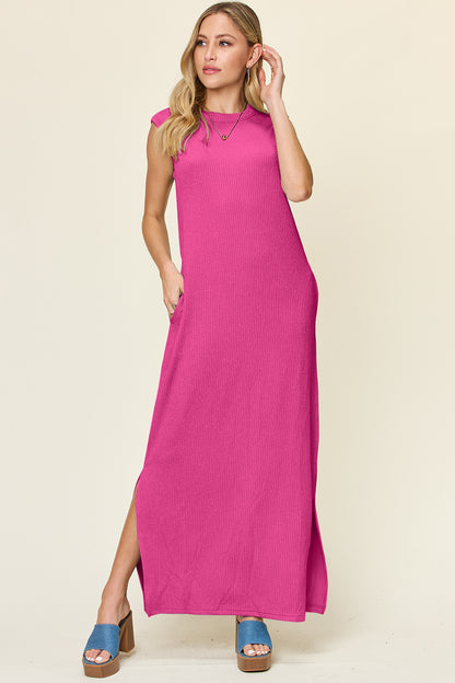 Double Take Full Size Texture Mock Neck Sleeveless Maxi Dress - In Style Chics Boutique LLC