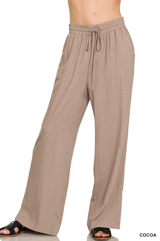 Linen Drawstring Wide Leg Pants - In Style Chics Boutique 