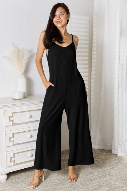 Basic Bae Full Size Spaghetti Strap V-Neck Jumpsuit - In Style Chics Boutique LLC