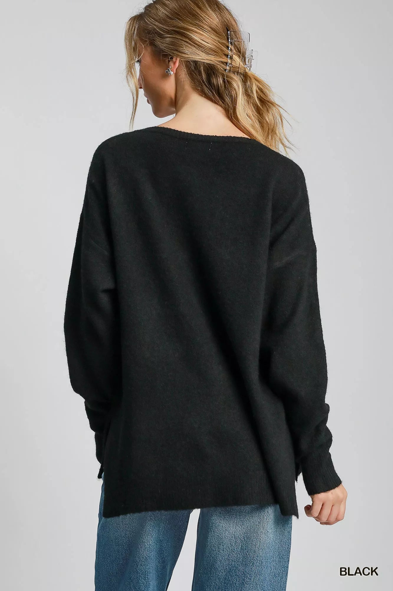 Wool Blended Pullover Black Sweater at In Style Chics Boutique 
