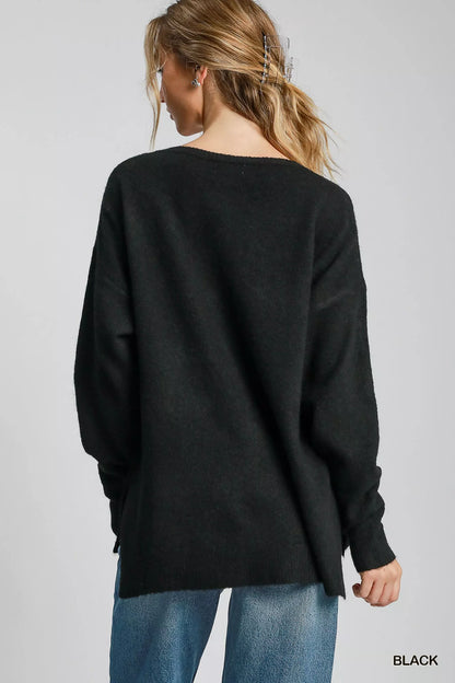 Wool Blended Pullover Black Sweater at In Style Chics Boutique 