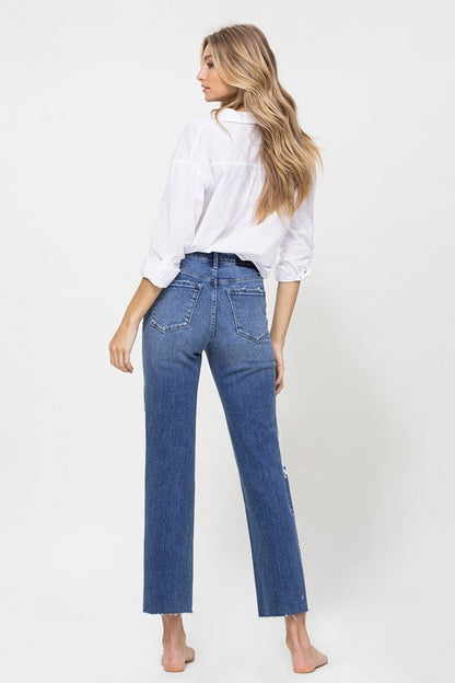 Distressed High Rise Ankle Relaxed Straight Jeans - In Style Chics Boutique LLC