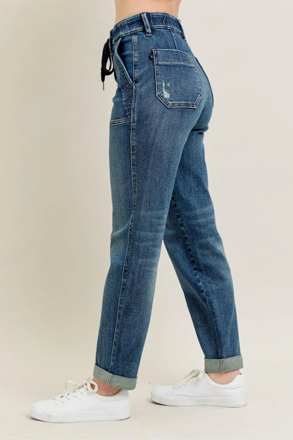 Judy Blue HW Vintage Wash Jeans w/ Drawstring at In Style Chics Boutique 
